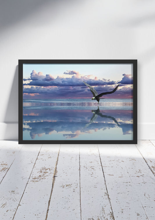 Reflections of Freedom  – Eagle Wall Art Poster Print, Vibrant Nature Design, Available Framed