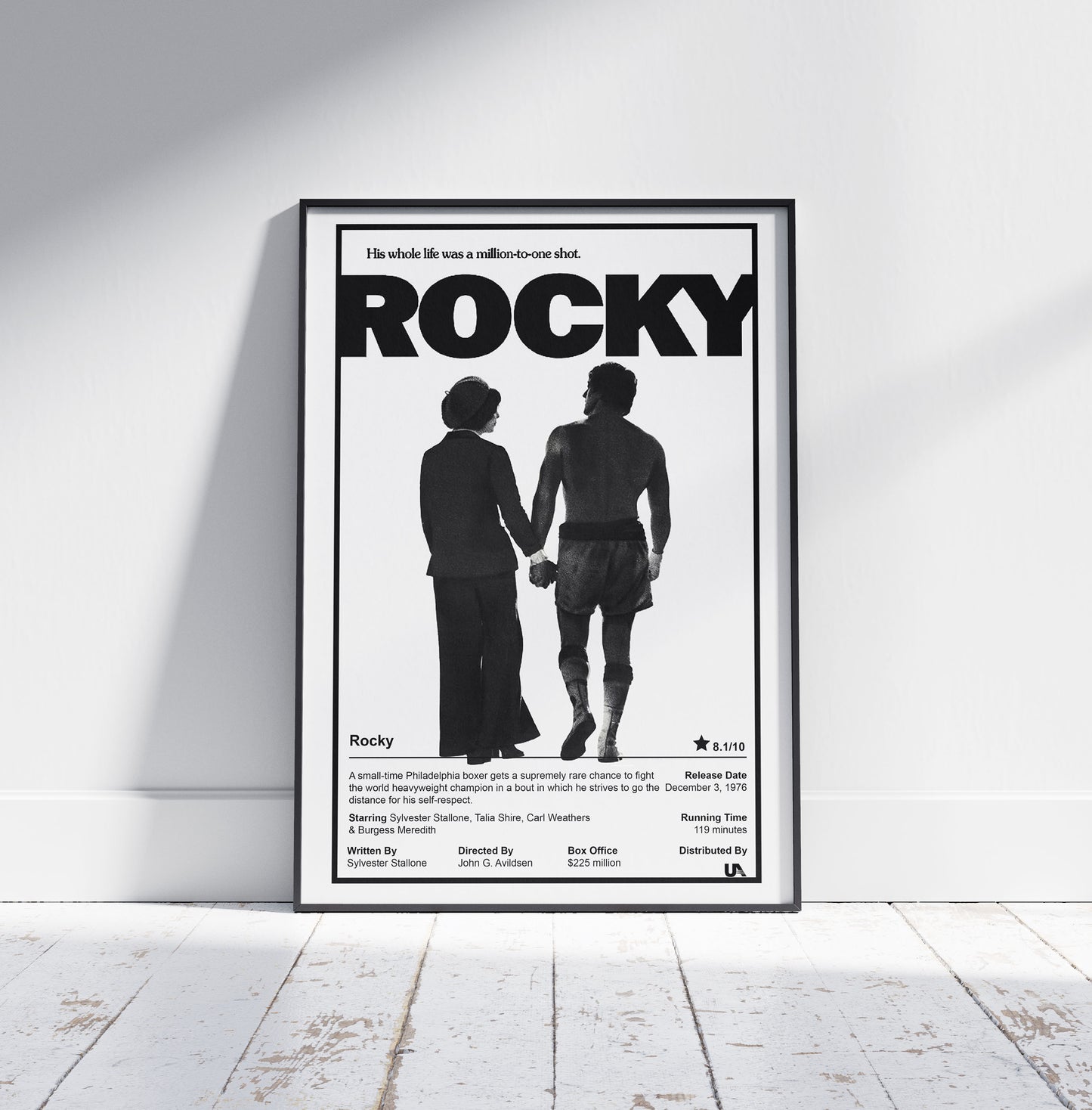 Rocky Movie Poster - Sylvester Stallone 1976 Sports Drama Film Poster Print