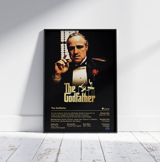 The Godfather Movie Poster - Marlon Brando 1972 Epic Crime Drama Film Poster Print