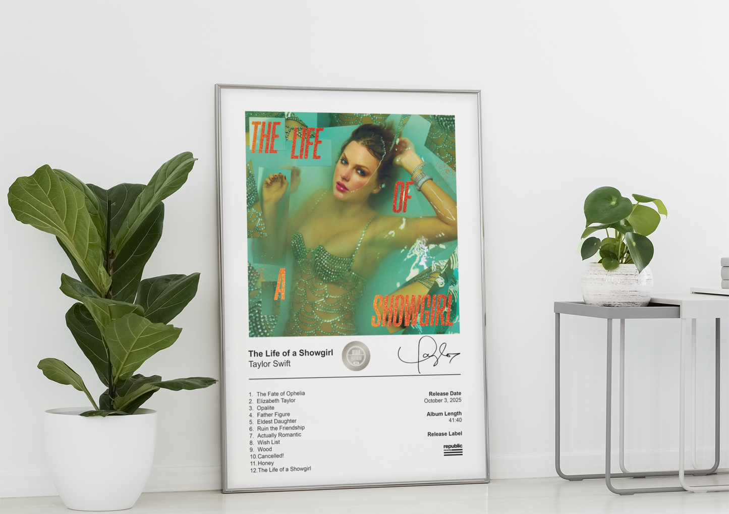 Taylor Swift Poster - The Life of a Showgirl Album Cover Poster Print