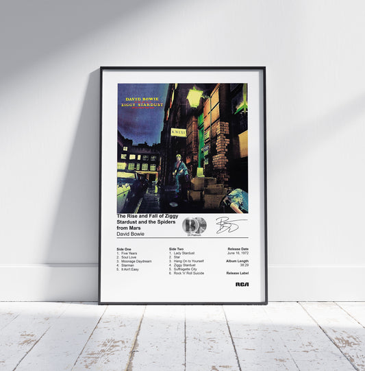 David Bowie Poster - The Rise and Fall of Ziggy Stardust and the Spiders from Mars Album Cover Poster Print