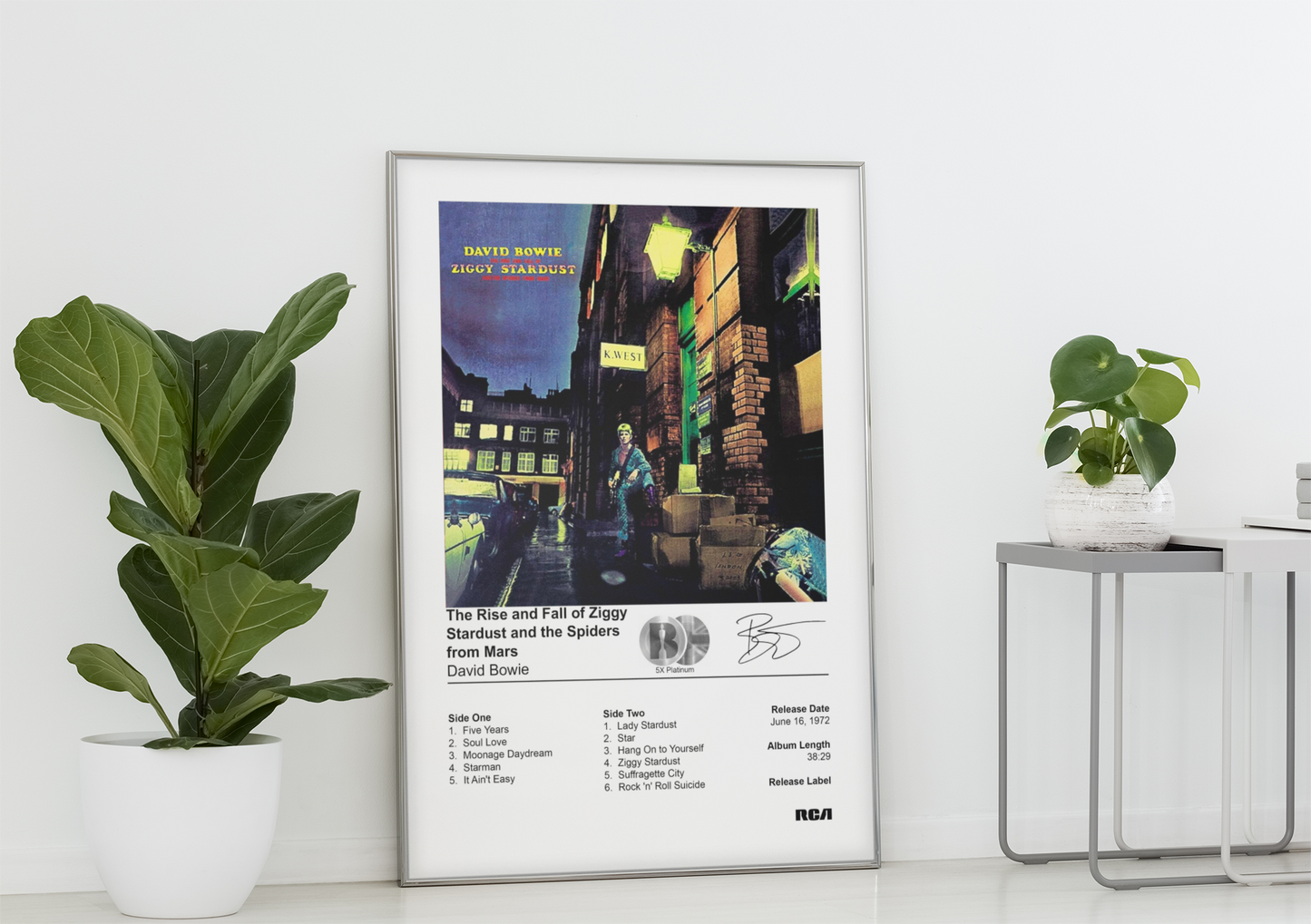 David Bowie Poster - The Rise and Fall of Ziggy Stardust and the Spiders from Mars Album Cover Poster Print