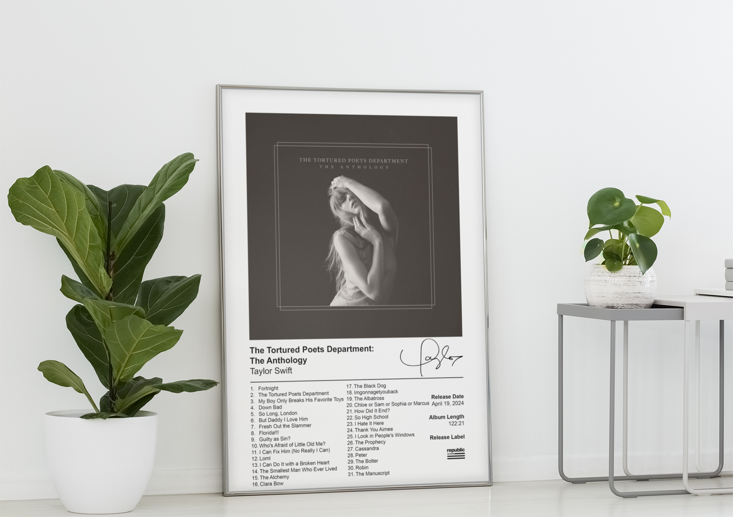 Taylor Swift Poster - The Tortured Poets Department Album Cover Poster Print