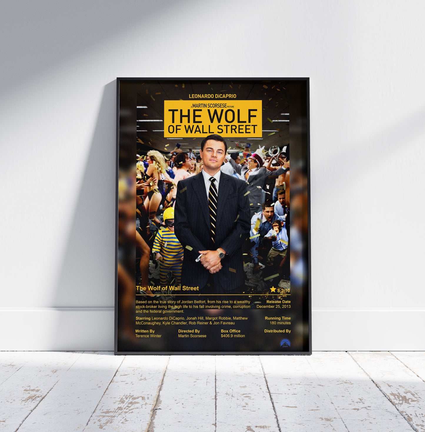 The Wolf of Wall Street Movie Poster - Leonardo DiCaprio 2013 Epic Biographical Comedy Crime Film Poster Print