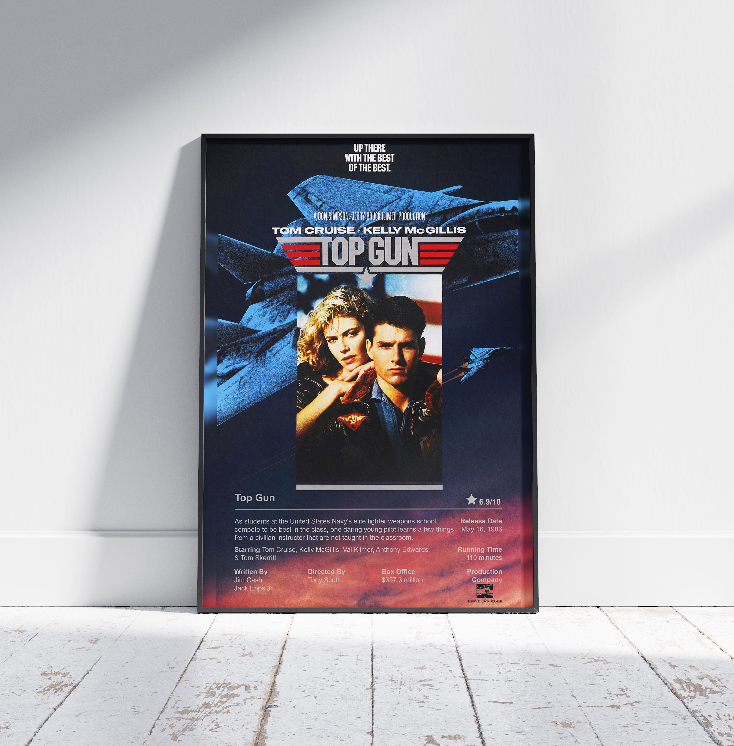 Top Gun Movie Poster - Tom Cruise Kelly McGillis 1986 Action Drama Fil ...