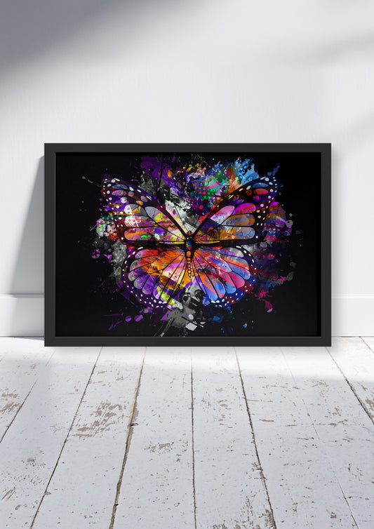 Aurora Wings  – Butterfly Wall Art Poster Print, Vibrant Contemporary Design, Available Framed